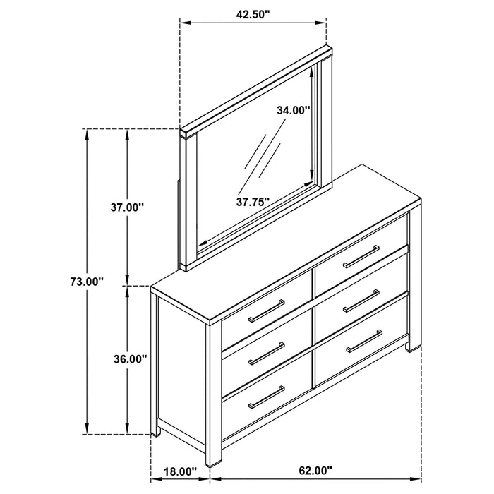 Coaster Kieran 6-drawer Bedroom Dresser with Mirror Grey No Mirror