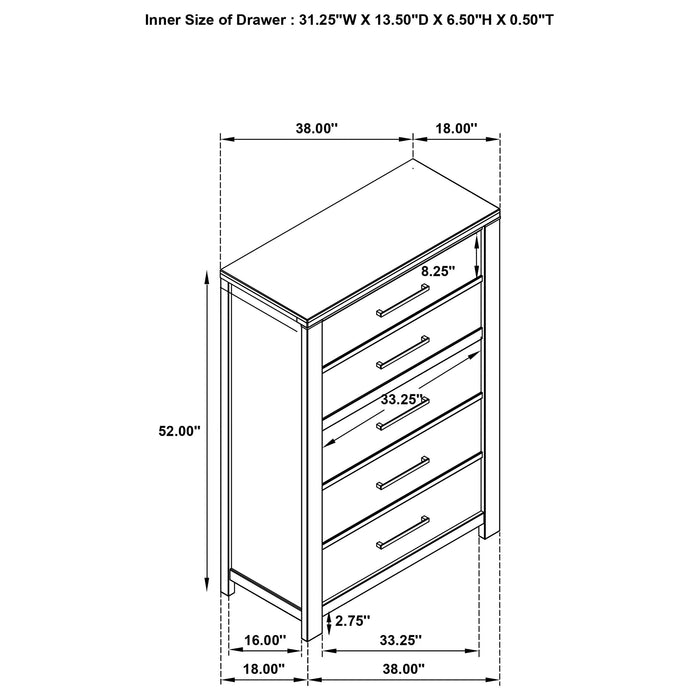 Coaster Kieran 5-drawer Bedroom Chest Grey Default Title