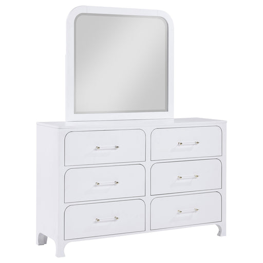 Coaster Anastasia 6-drawer Bedroom Dresser with Mirror Pearl White With Mirror