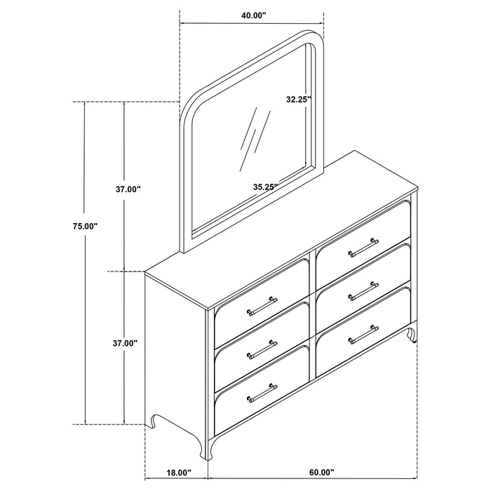 Coaster Anastasia 6-drawer Bedroom Dresser with Mirror Pearl White No Mirror