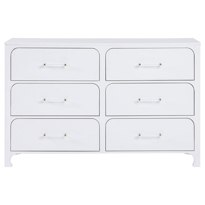 Coaster Anastasia 6-drawer Bedroom Dresser with Mirror Pearl White No Mirror