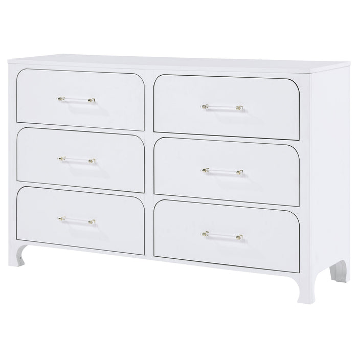 Coaster Anastasia 6-drawer Bedroom Dresser with Mirror Pearl White No Mirror