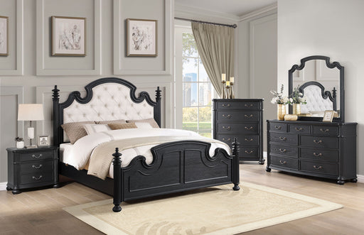 Coaster Celina Bedroom Set with Upholstered Headboard Black and Beige Set of 5
