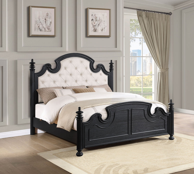 Coaster Celina Bed with Upholstered Headboard Black and Beige King