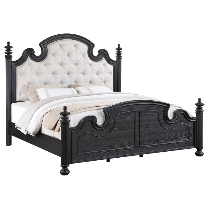 Coaster Celina Bed with Upholstered Headboard Black and Beige King