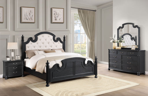 Coaster Celina Bedroom Set with Upholstered Headboard Black and Beige Set of 4