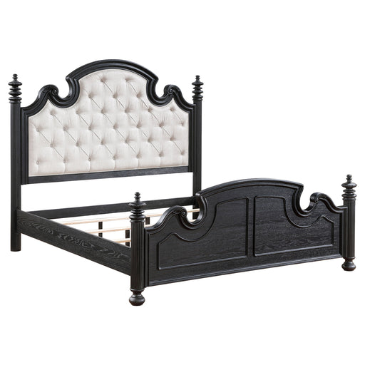 Coaster Celina Bed with Upholstered Headboard Black and Beige Queen