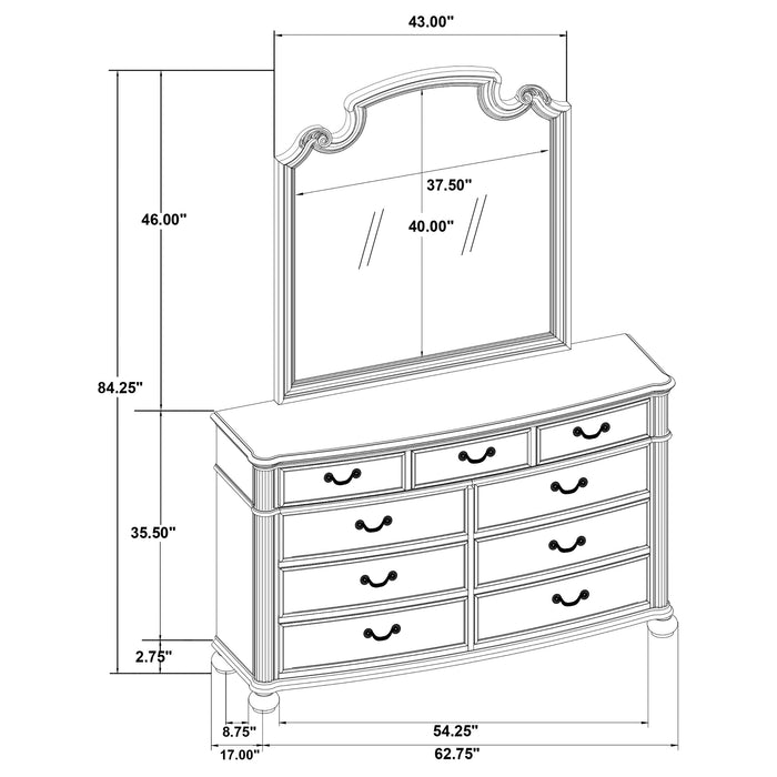 Coaster Celina 9-drawer Bedroom Dresser with Mirror Black No Mirror