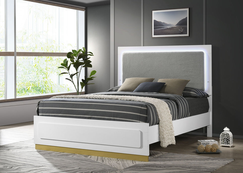 Coaster Caraway Bed with LED Headboard White and Grey Cal King