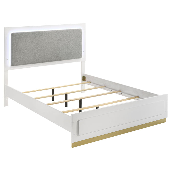 Coaster Caraway Bed with LED Headboard White and Grey Eastern King