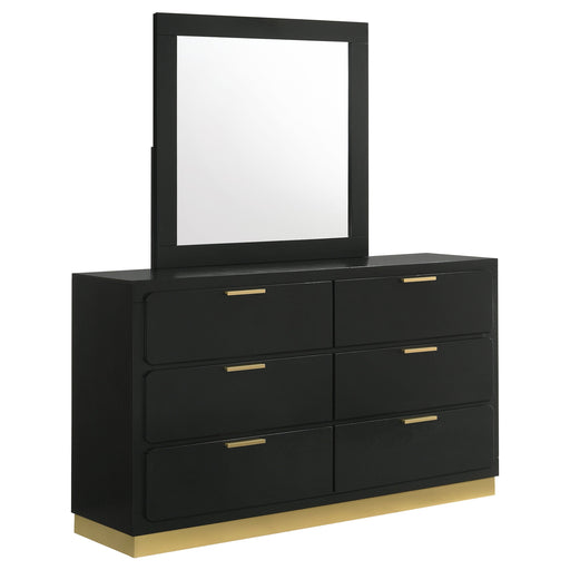 Coaster Caraway 6-drawer Bedroom Dresser with Mirror Black With Mirror