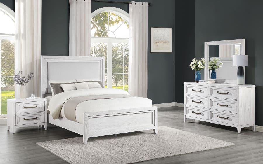 Marielle  Eastern King Bedroom Set Distressed White