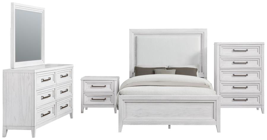 Marielle  Eastern King Bedroom Set Distressed White