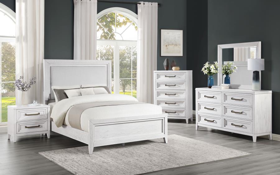 Marielle  Cal King Bedroom Set Distressed White