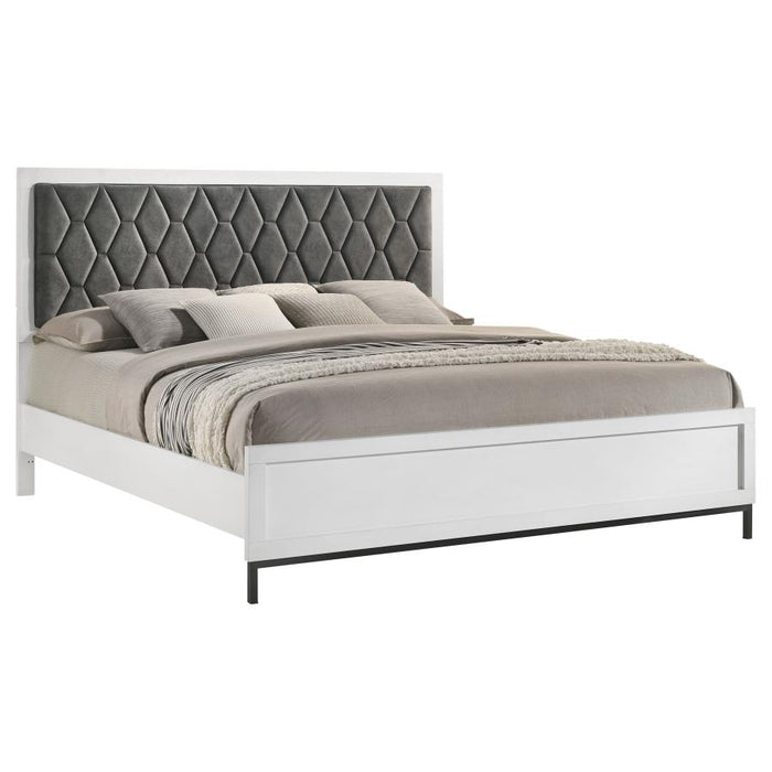 Sonora Eastern King Upholstered Panel Bed White