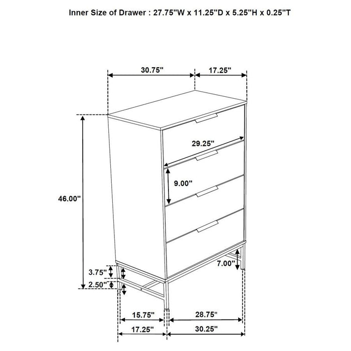 Sonora 4-drawer Bedroom Chest White