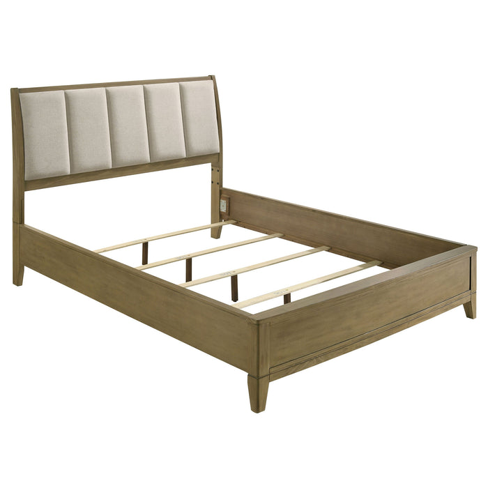 Granada Upholstered  Panel Bed Natural Pine