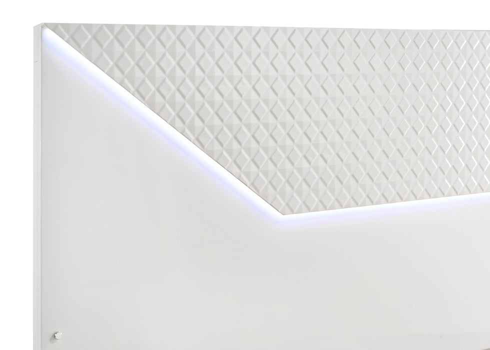 Ives  Panel Bed LED Headboard White High Gloss