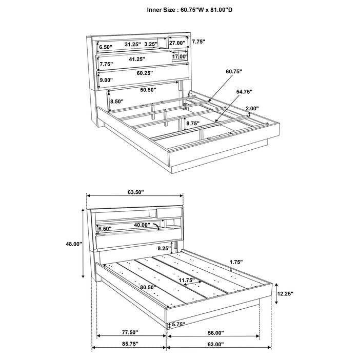 Fenwick  Bed Bookcase Headboard Grey Oak