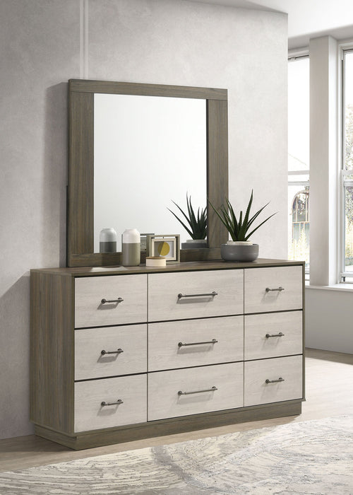 Fenwick 9-drawer Dresser with Mirror Grey Oak