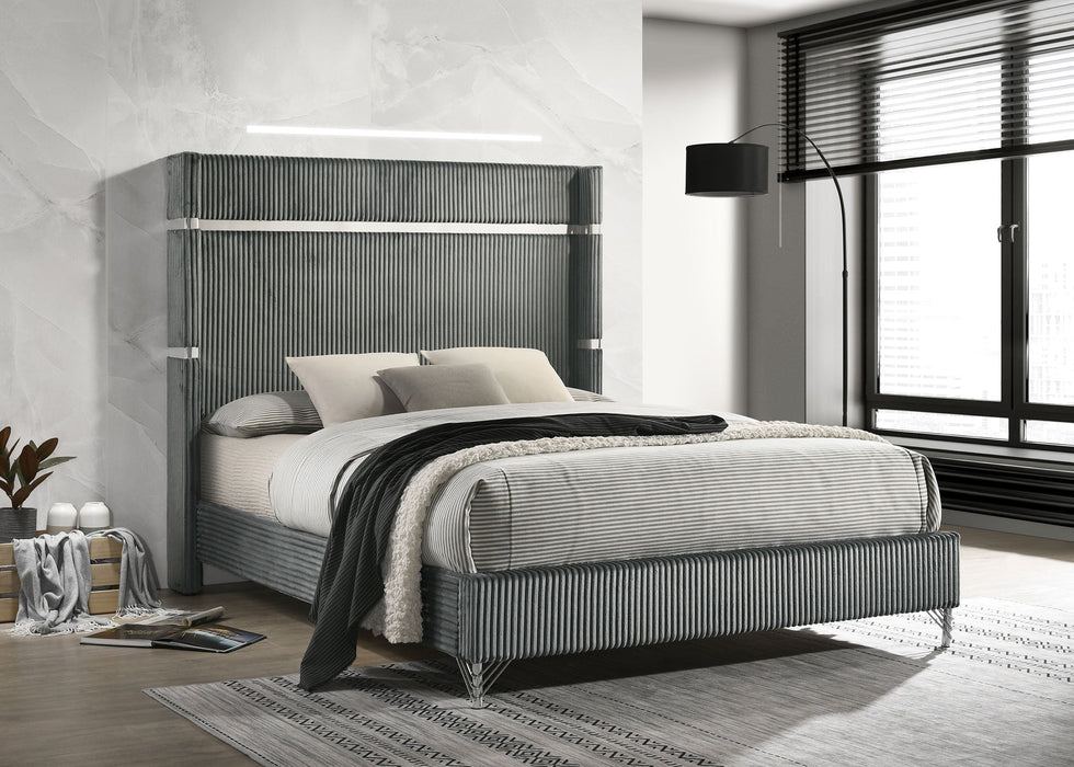 Lucia 61-inch Upholstered  Panel Bed Grey