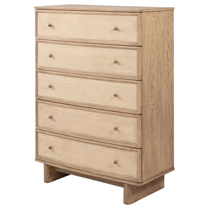 Kailani 5-drawer Bedroom Chest of Drawers Beige Oak