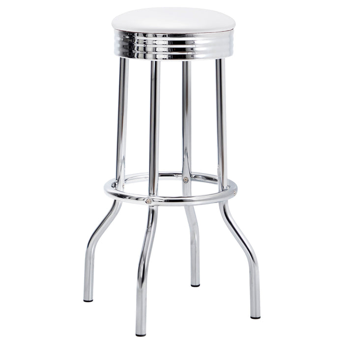 Coaster Theodore Upholstered Top Bar Stools White and Chrome (Set of 2) Black