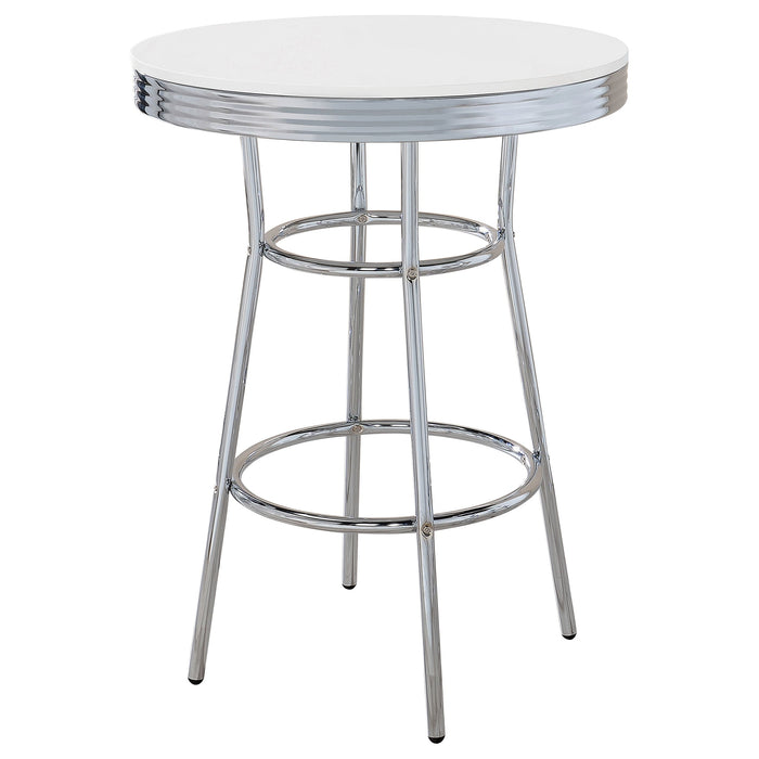 Coaster Theodore Round Bar Table Chrome and Glossy White White