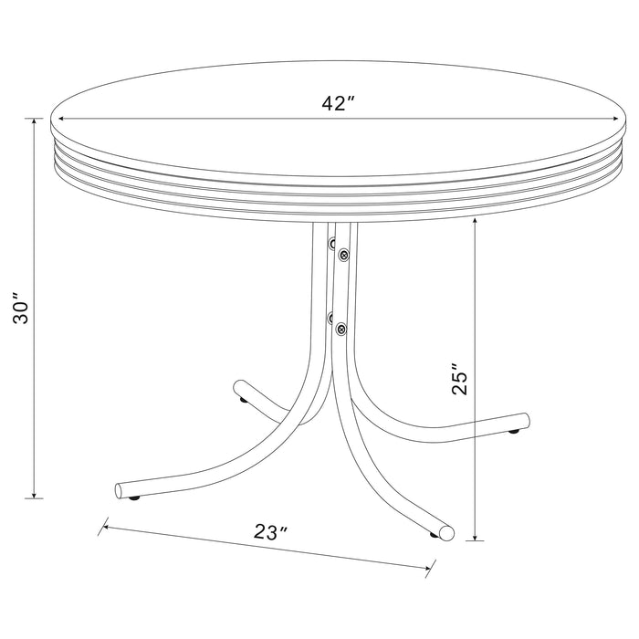 Coaster Retro Round Dining Set Glossy White and Black Red