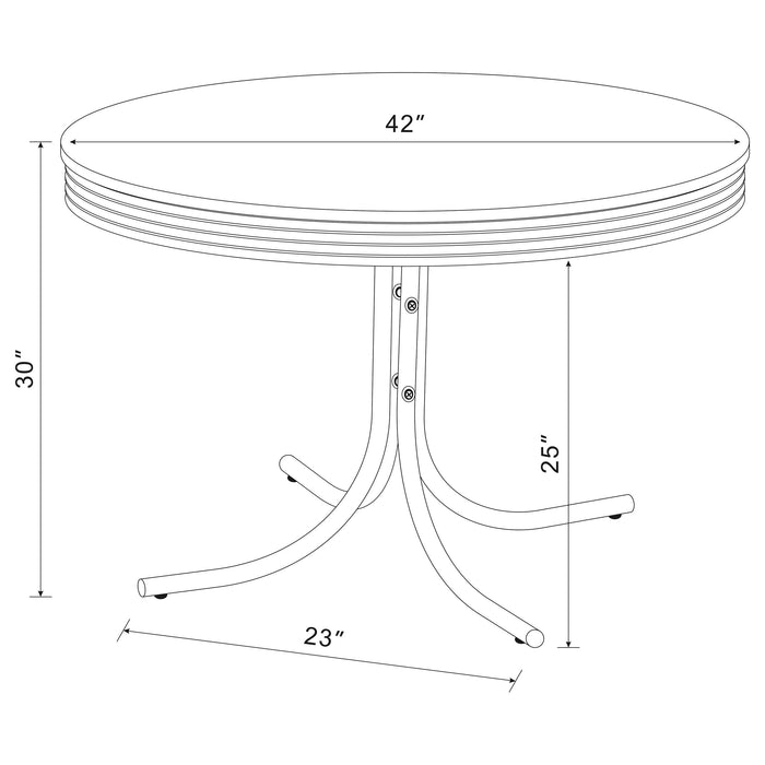 Coaster Retro Round Dining Table Glossy White and Chrome Default Title