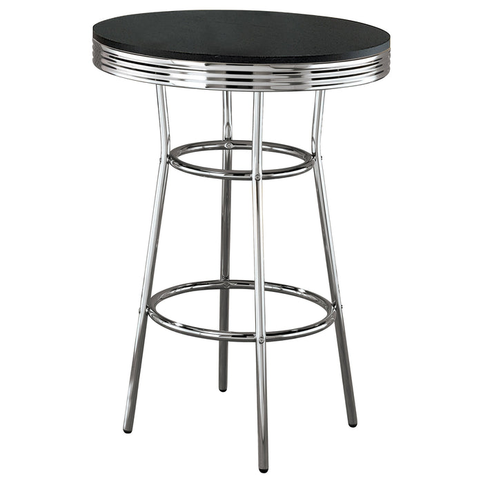 Retro 3-piece Round 1950s Bistro Pub Bar Table Set Black