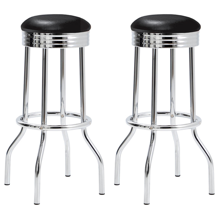 Coaster Theodore Upholstered Top Bar Stools White and Chrome (Set of 2) Black