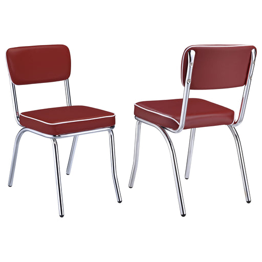 Coaster Retro Open Back Side Chairs Black and Chrome (Set of 2) Red