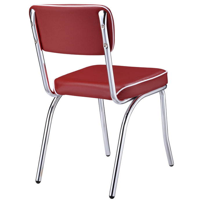 Coaster Retro Open Back Side Chairs Black and Chrome (Set of 2) Red