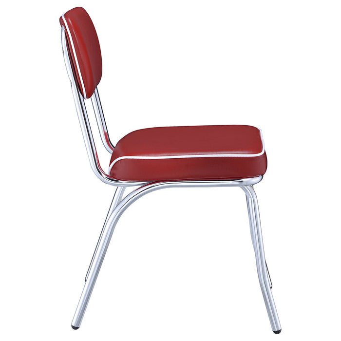 Coaster Retro Open Back Side Chairs Black and Chrome (Set of 2) Red