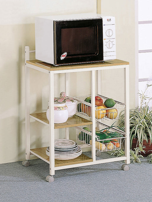 Coaster Kelvin 2-shelf Kitchen Cart Natural Brown and White Default Title