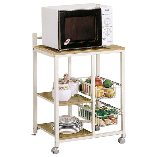 Coaster Kelvin 2-shelf Kitchen Cart Natural Brown and White Default Title