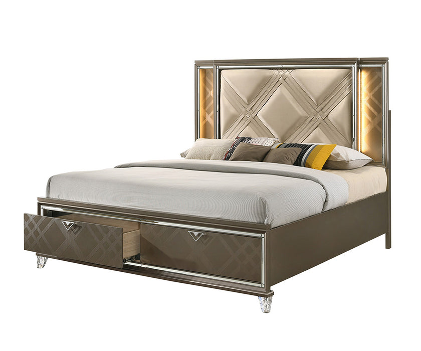 Skylar Upholstered Storage Bed with LED Light