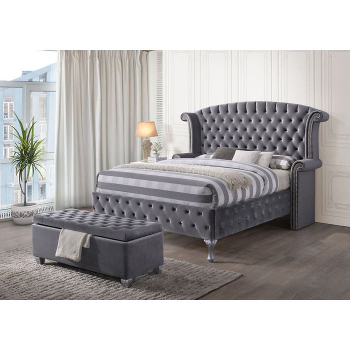 Rebekah Upholstered Wingback Headboard Panel Bed