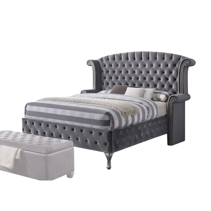 Rebekah Upholstered Wingback Headboard Panel Bed