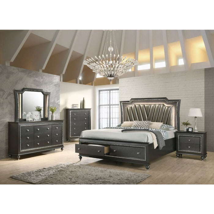 Kaitlyn Upholstered Bed with Storage & LED