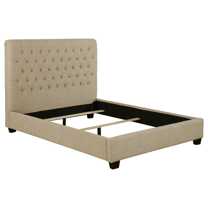 Coaster Chloe Tufted Upholstered Bed Oatmeal Full