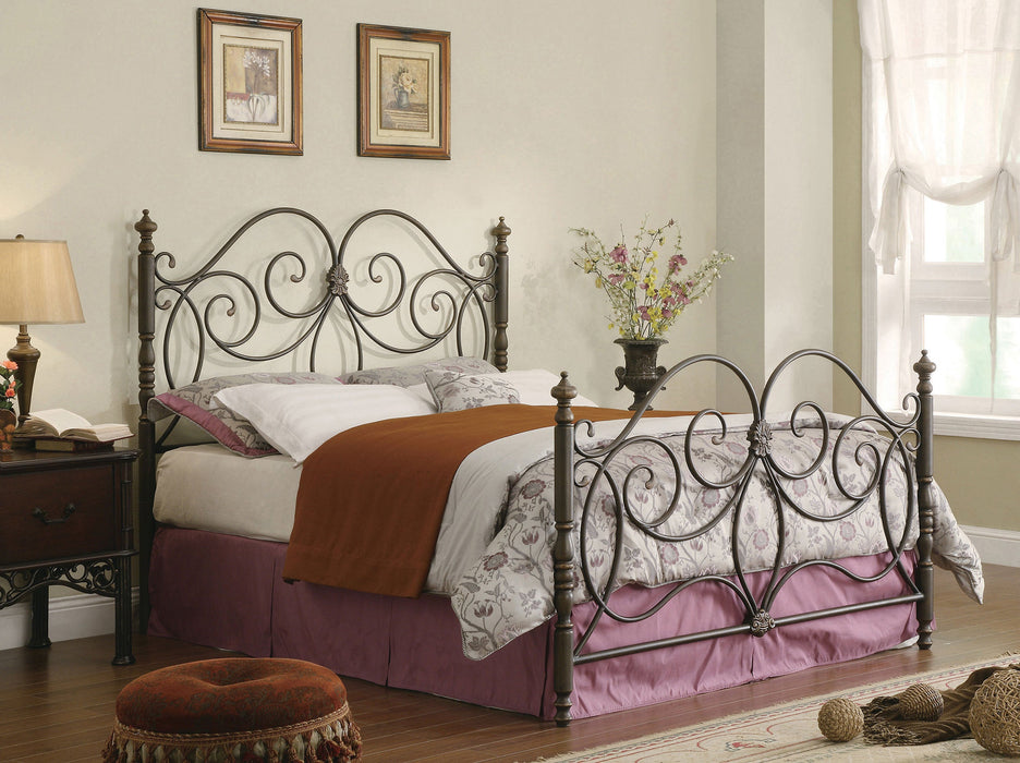 Coaster London Metal Scroll Bed Dark Bronze Eastern King