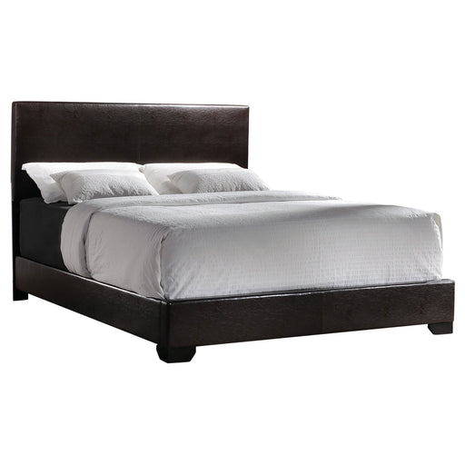 Conner Upholstered California King Panel Bed Dark Brown