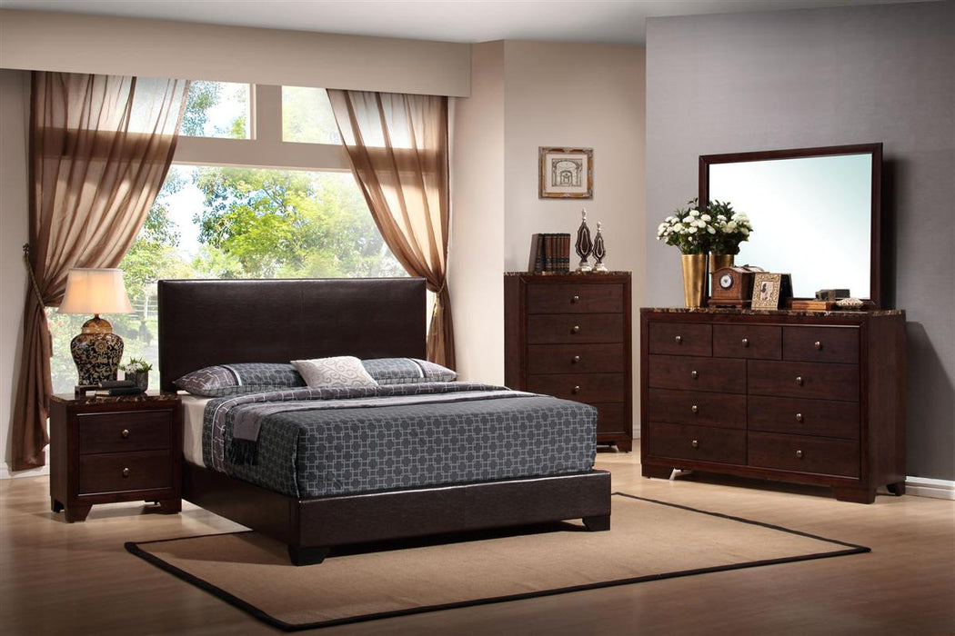 Coaster Conner Upholstered Panel Bed Black and Dark Brown Twin