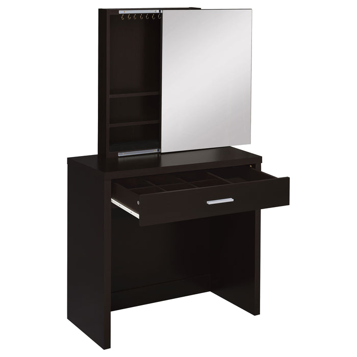 Harvey Vanity Set with Lift-Top Stool Cappuccino