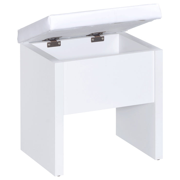 Coaster Harvey 2-piece Vanity Set with Lift-Top Stool White Default Title