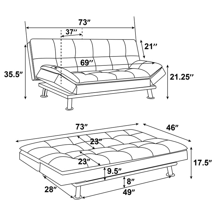 Coaster Dilleston Tufted Back Upholstered Sofa Bed White Default Title