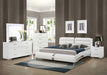 Coaster Jeremaine Bedroom Set with LED Mirror Glossy White Cal King Set of 5