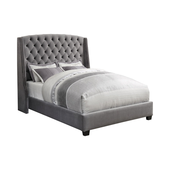 Coaster Pissarro Tufted Upholstered Bed Grey Queen